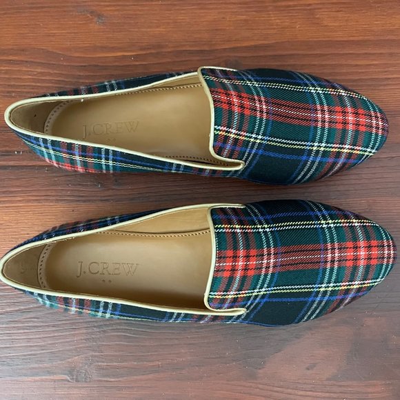 J.Crew Factory Stewart Plaid smoking slippers Size 5 - Picture 3 of 9